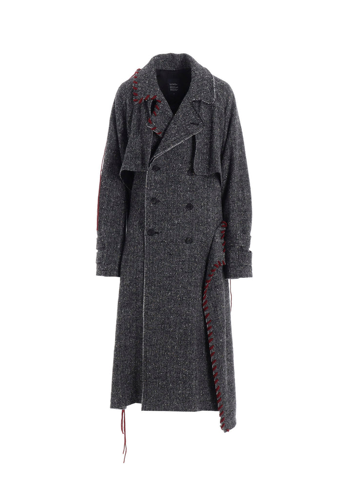 NEP TWEED BACK DRAPE TRENCH COAT