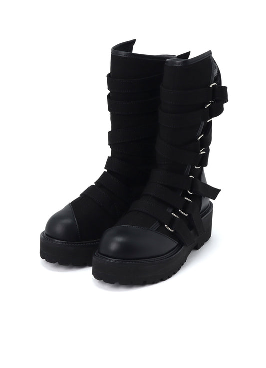 CANVAS + CHROME SPIRAL NECK BOOTS