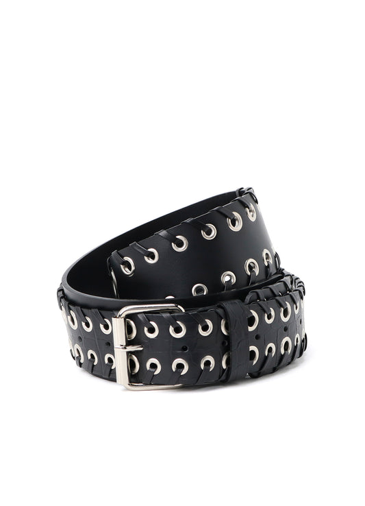 KIP+ CROCODILE LEATHER CODE LOOP EYELET BELT