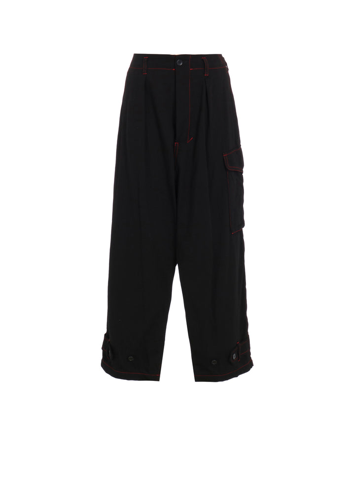 BLACK DENIM TAB PANTS