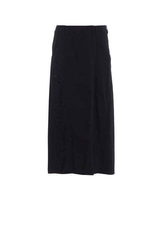 DAMEGED DENIM PANELED SKIRT