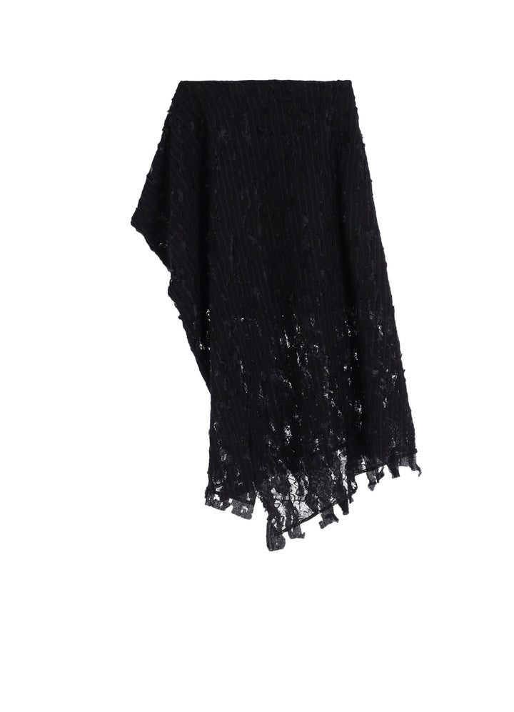 DAMEGED STRIPE PUFF SKIRT