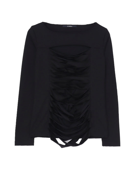 PLAIN STITCH SLIT CROSS LONG T-SHIRT
