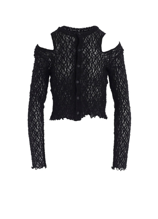 FLOWER SHIRRING SLIT CARDIGAN