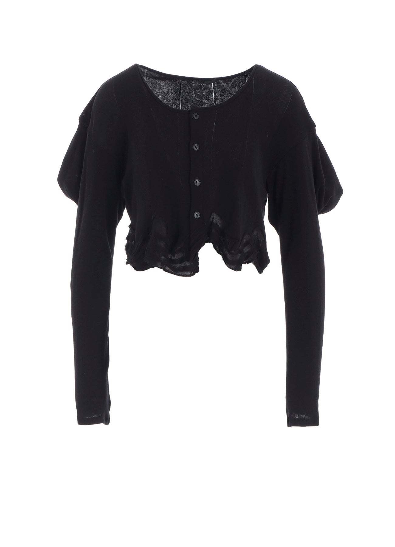 FRILLED JACQUARD PUFF CARDIGAN