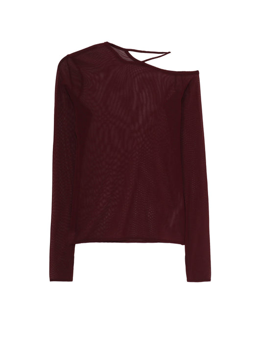 TULLE TIGHT OPEN SHOULDER T-SHIRT