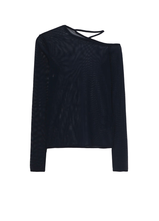 TULLE TIGHT OPEN SHOULDER T-SHIRT