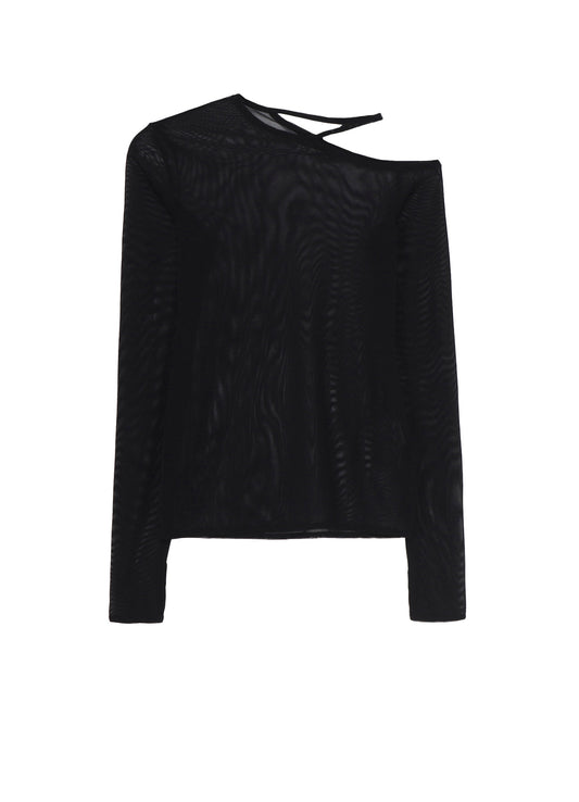 TULLE TIGHT OPEN SHOULDER T-SHIRT