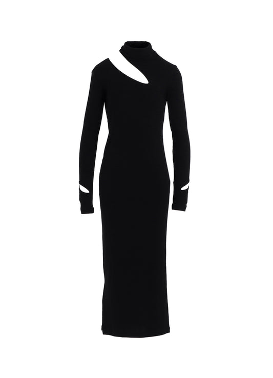 COTTON RAYON RIB SLIT DRESS