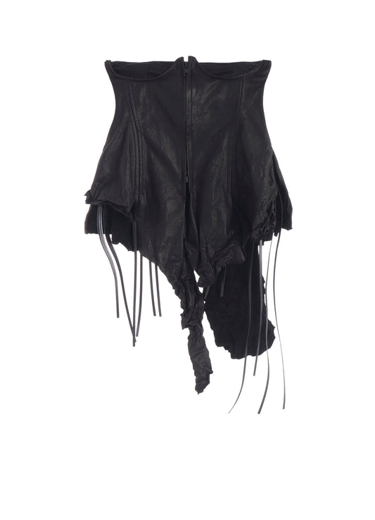 TIED WRINKLE LEATHER BUSTIER