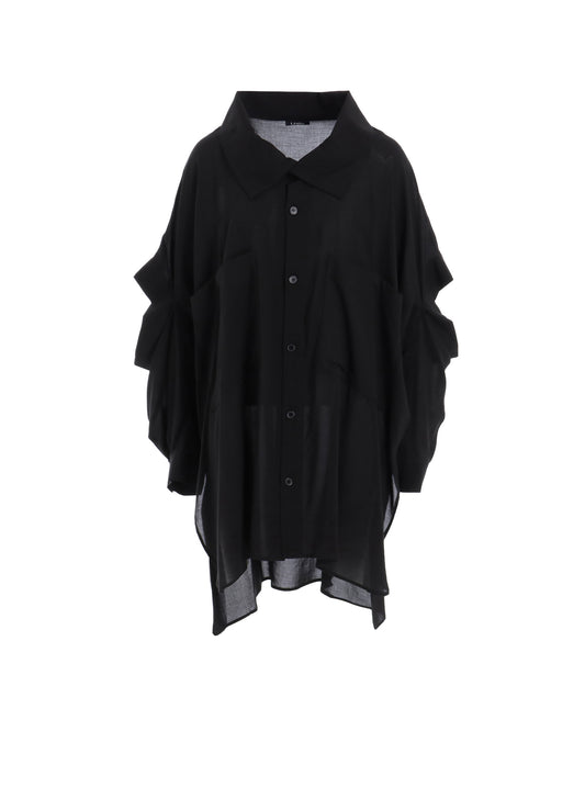 SOFT LAWN ELBOW SLIT LONG SHIRT