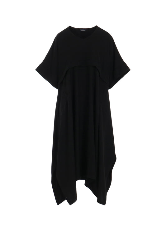 DOUBLE SATIN V-NECK FLARE DRESS