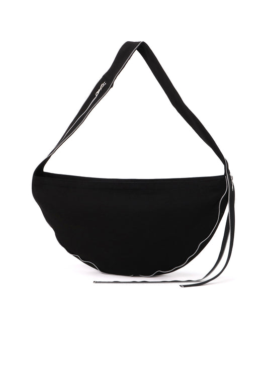BLACK DENIM ROUND ZIP BAG