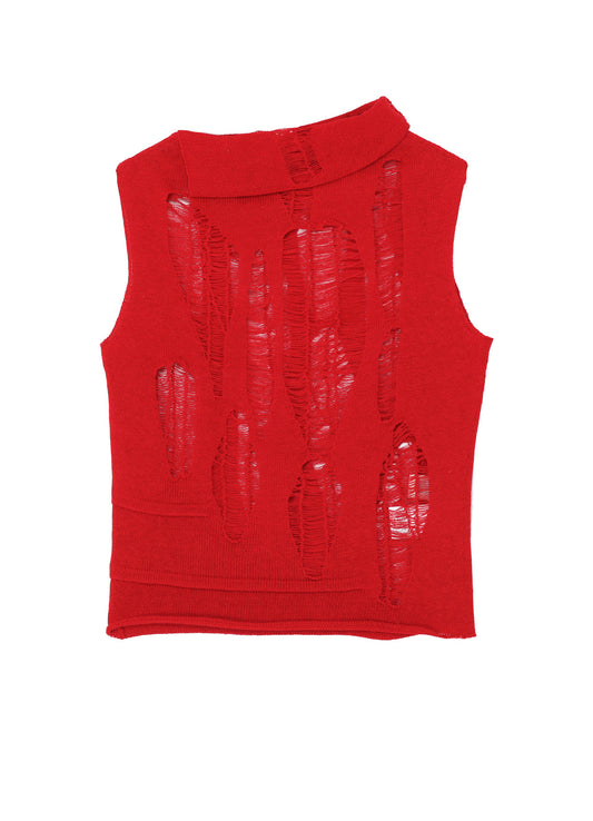 CRUSH PLAIN STITCH CRUSHED SLEEVELESS KNIT