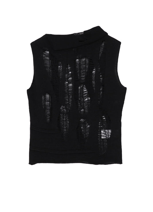 CRUSH PLAIN STITCH CRUSHED SLEEVELESS KNIT