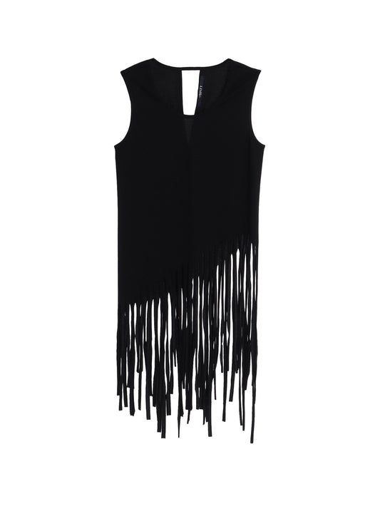 FRINGE PLAIN STITCH HEM FRINGE TANK TOP