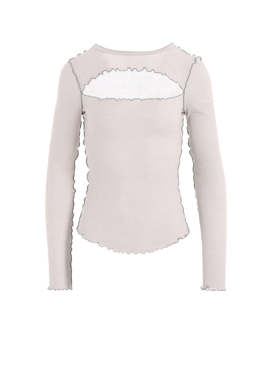 RIB STITCH SLIT CHEST LONG SLEEVE T-SHIRT