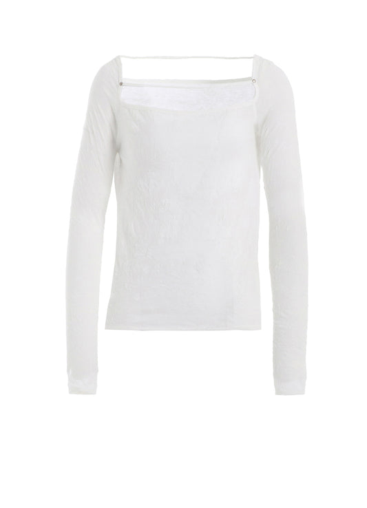 WASHER PLAIN STITCH SQUARE NECK LONG SLEEVE T-SHIRT