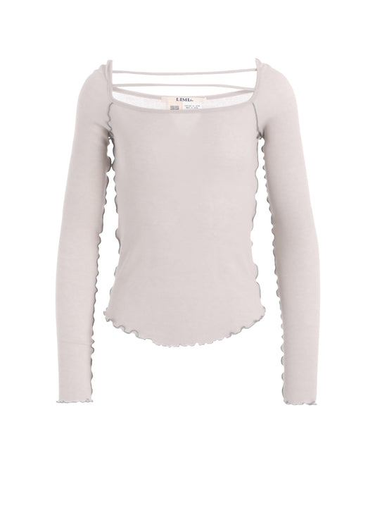 RIB STITCH SQUARE NECK LONG SLEEVE T-SHIRT