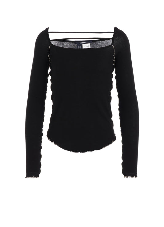 RIB STITCH SQUARE NECK LONG SLEEVE T-SHIRT