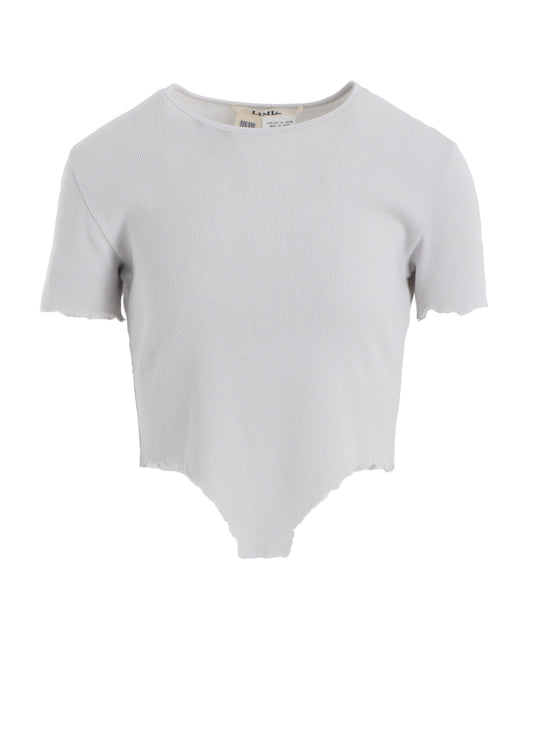 CRUSHED RIB STITCH DAMAGED HEM T-SHIRT