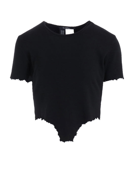CRUSHED RIB STITCH DAMAGED HEM T-SHIRT