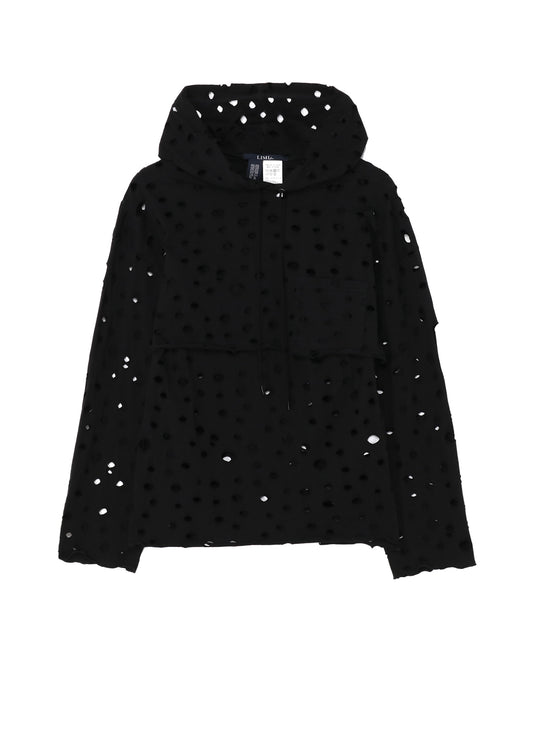 HOLED PLAIN STITCH LAYERED SEPARATE HOODIE