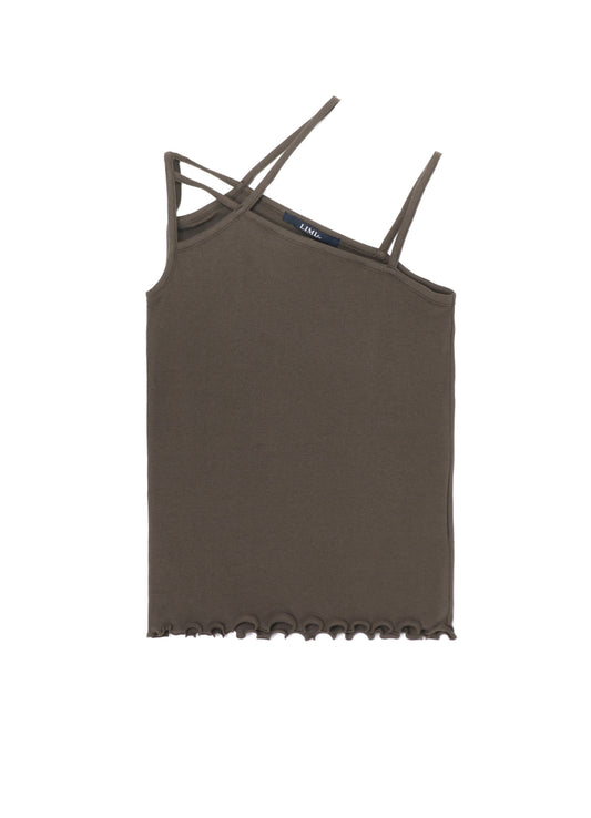COTTON RAYON RIB SHOULDER STRING CAMISOLE