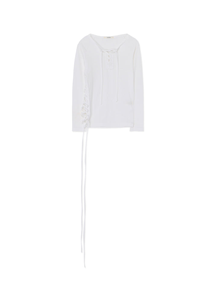 60/2 COTTON JERSEY LACE-UP LONG T-SHIRT