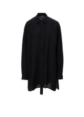 WRINKLED PLAIN WEAVE FRONT TAPE DETAIL BLOUSE