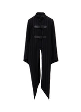 C/W STRIPE BELTED LONG SLIT COAT