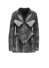 MIST BLEACHED DENIM BUSTIER DETAIL JACKET