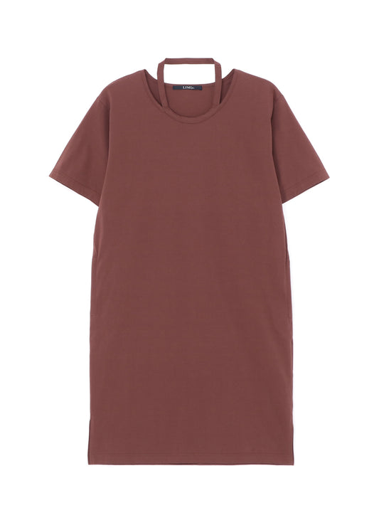 72/2 SINGLE COTTON JERSEY DRESS WITH DECONSTRUCTED NECKLINE