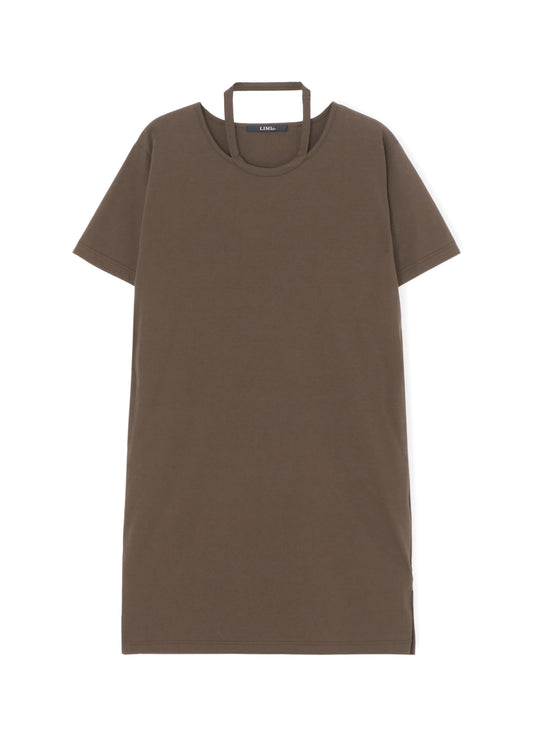 72/2 SINGLE COTTON JERSEY DRESS WITH DECONSTRUCTED NECKLINE