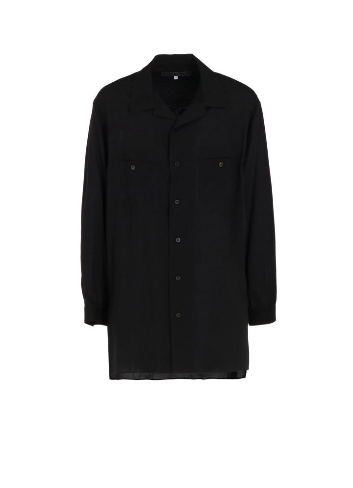 CELLULOSE LAWN PANEL OPEN-COLLAR SHIRT