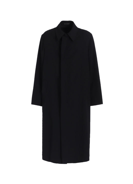 WOOL GABARDINE COAT WITH STAND FRONT COLLAR