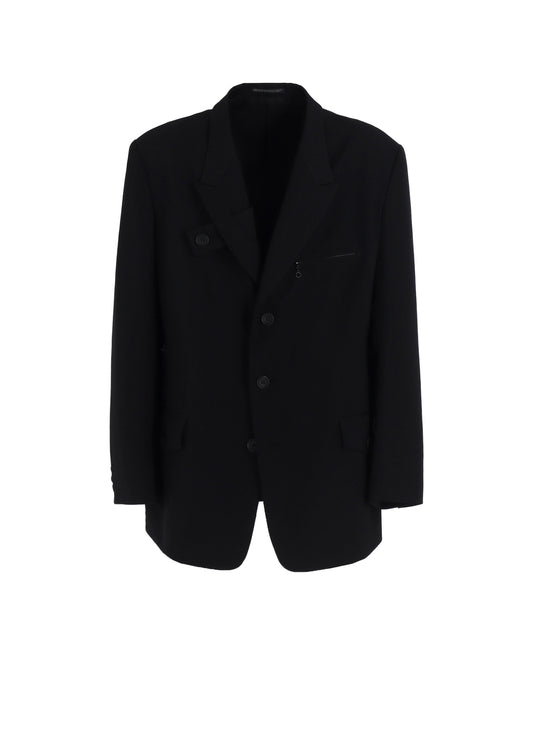 WOOL GABARDINE JACKET WITH A RIGHT LAPEL TAB