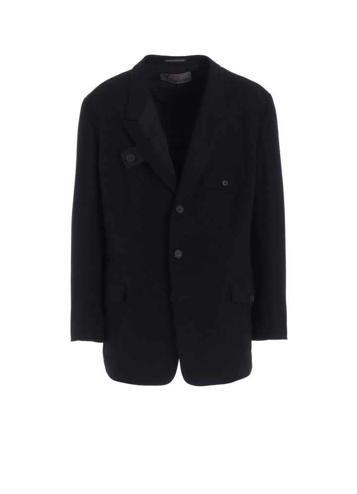 FLANNEL & NYLON RIPSTOP JACKET WITH LAPEL TAB AND UTILITY POCKETS