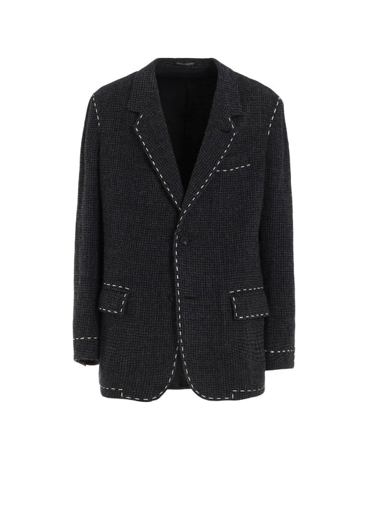 HOUNDSTOOTH 2-BUTTON JACKET WITH HAND STITCH