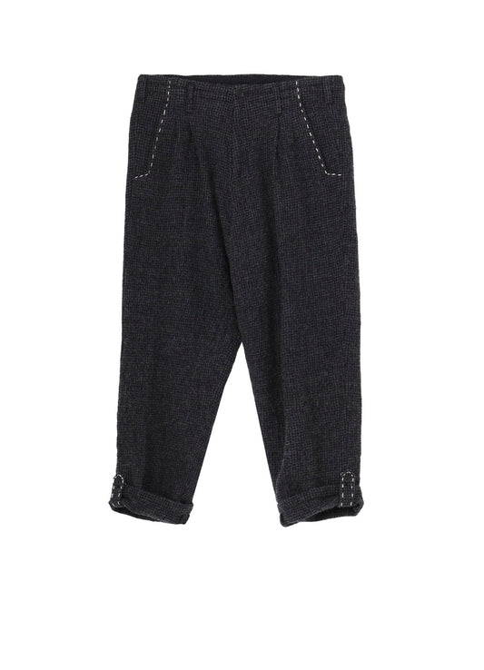 HOUNDSTOOTH PANTS WITH HAND STITCH AND TAB DETAIL