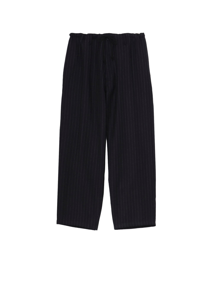 STRIPED SERGE WIDE-LEG DRAWSTRING PANTS
