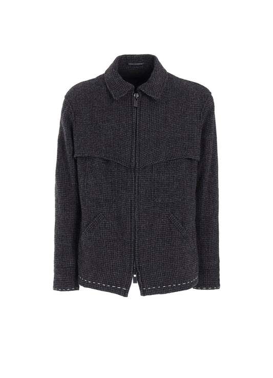 HOUNDSTOOTH BLOUSON WITH HAND STITCH