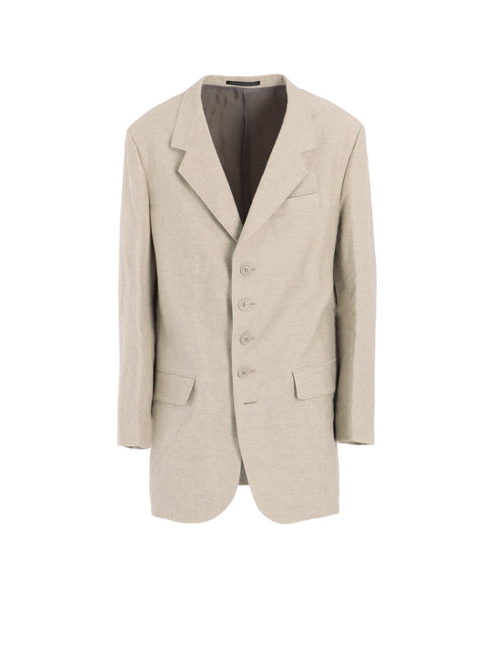 COTTN LINEN DOUBLE SATIN JACKET WITH 5-BUTTONS