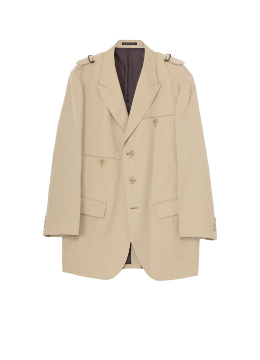 COTTON GABARDINE JACKET WITH SHOULDER BUCKLE PEAKED