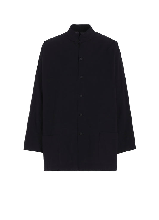 COTTON HEMP BROAD SHIRT WITH STAND COLLAR