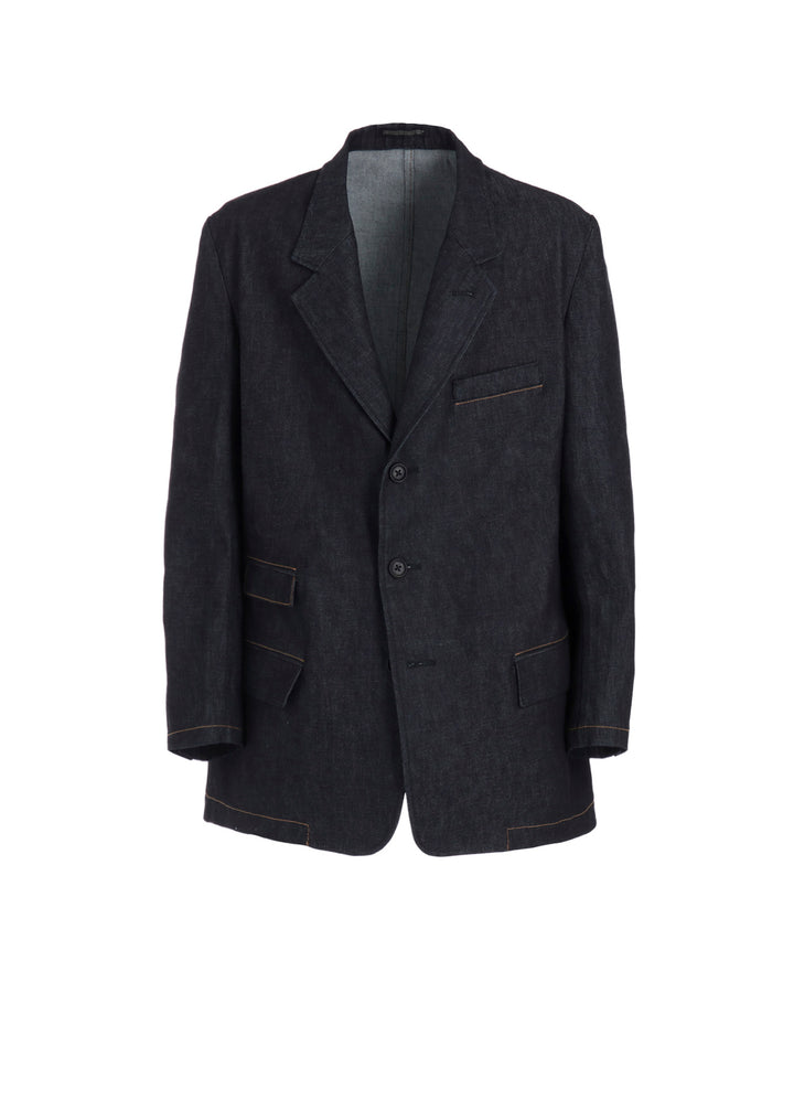 13oz UNEVEN YARN DENIM JACKET WITH 3-BUTTONS COLOR COMBI