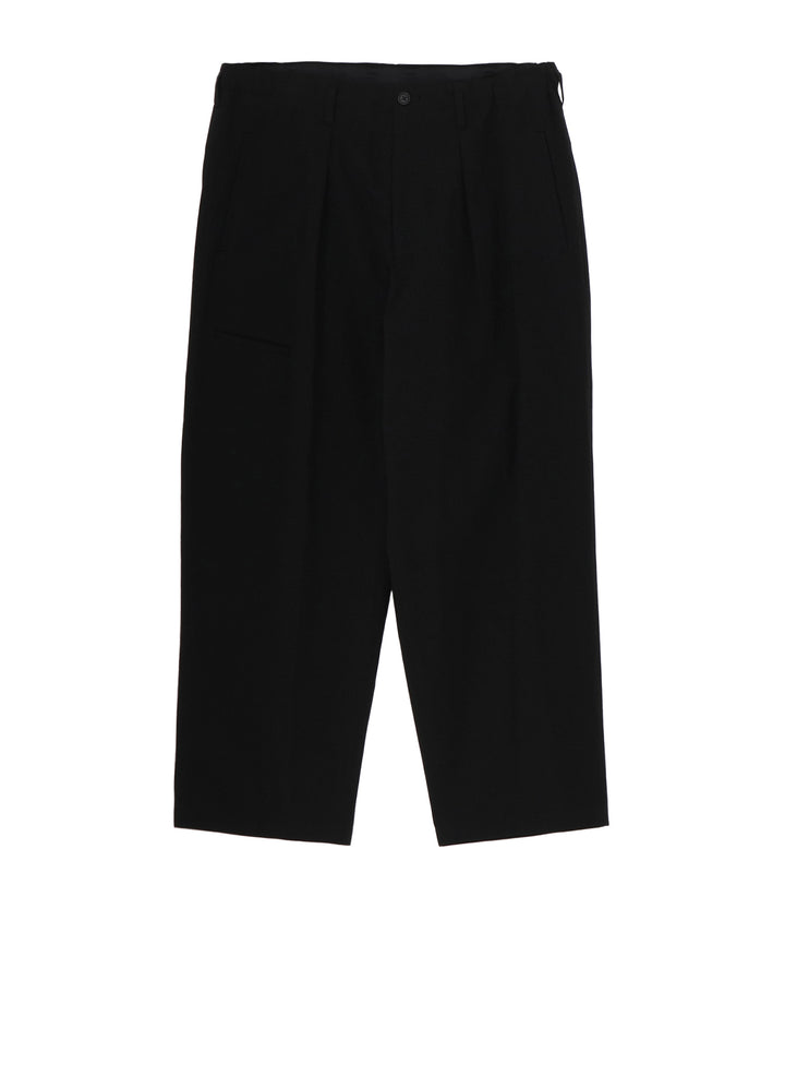 RIGHT LEG POCKET PANTS WITH COTTON LINEN UNEVEN YARN CANVAS