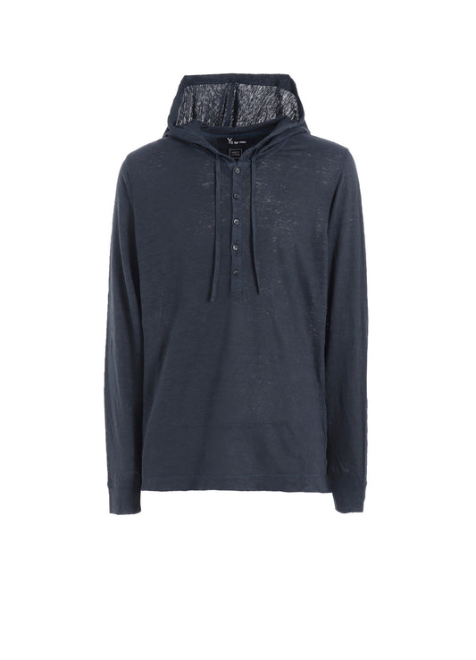 Y's for men x 120% LINO HENLEY HOODIE LONG SLEEVE T