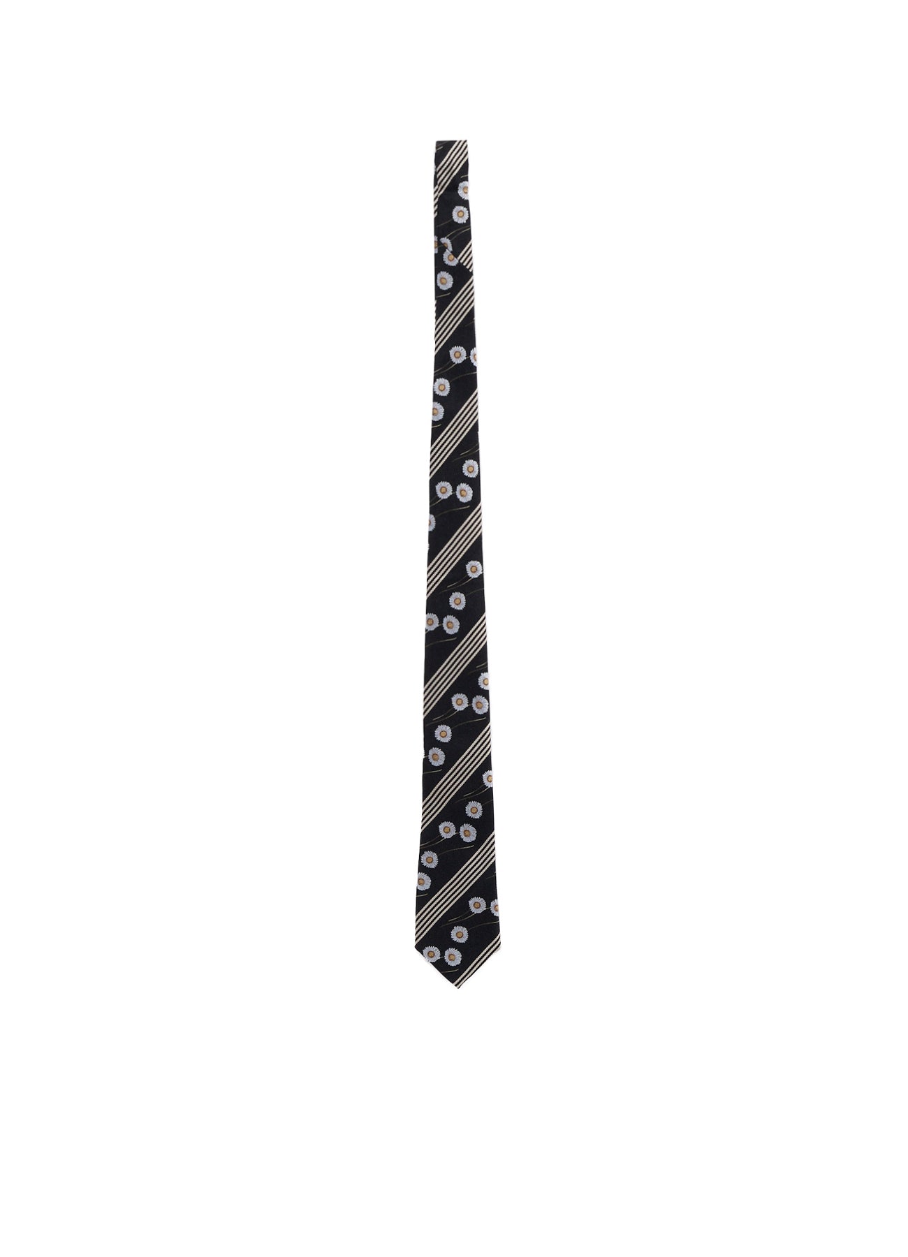 STRIPED FLORAL TIE – THE SHOP YOHJI YAMAMOTO