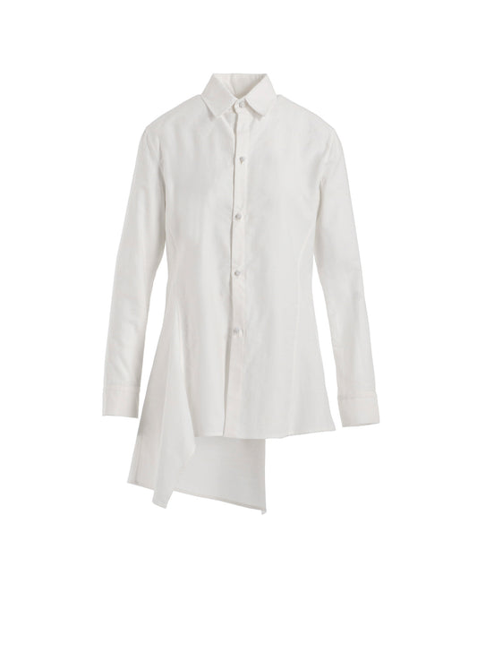 COTTON TWILL LONG SWITCHED BLOUSE